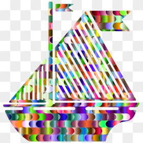 Prismatic Interlocking Waves Sail Boat Silhouette Clip - Clip Art, HD Png Download - wave silhouette png