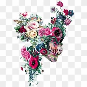 Riza Peker Skull And Flowers, HD Png Download - dead flowers png