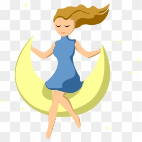 Girl Moon Clipart, HD Png Download - moon crescent png