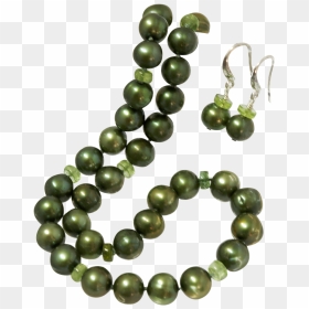 Green Pearl Necklace With Peridot Beads - Pearl, HD Png Download - bead png