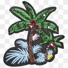 Custom Embroidered Coconut Tree Patch With Beads - Needlework, HD Png Download - bead png