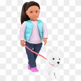 Cassie And Samoyed 18-inch Doll And Pet - Our Generation Doll With Dog, HD Png Download - dog leash png