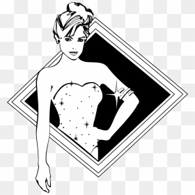 Clip Art, Hd Png Download - Line Art Ladies Fancy Dress, Transparent Png - woman clipart png