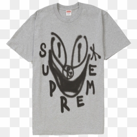 Supreme Smile Tee Grey - T Shirt Supreme Smile Tee, HD Png Download - white tee png