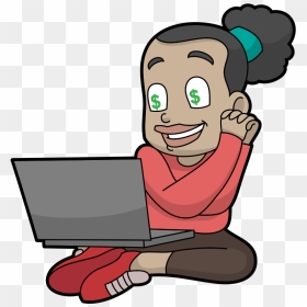 Black Cartoon Woman Loves Making Money Online Clipart - Earn Money Png Cartoon, Transparent Png - make money online png