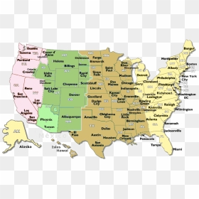Us Time Zones Map, HD Png Download - estados unidos png
