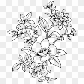 Line Art,plant,flora - Flowers Line Art Png, Transparent Png - line art flower design png