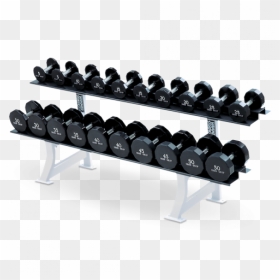 Life Fitness 2 Tier Dumbbell Rack, HD Png Download - gym dumbbells png