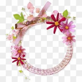 Transparent Pink Background Png - Flower Background With Circle Frame, Png Download - flower frame png images