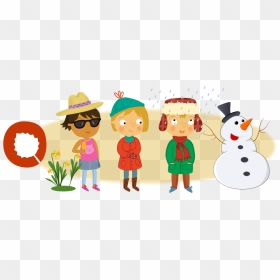Kids In Different Seasons , Png Download - Weather Kids Cartoon Png, Transparent Png - seasons png