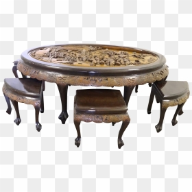 Vintage Hand Carved Mahogany Oval Tea Table With - Asian Oval Hand Carved Table, HD Png Download - tea table png