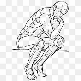 Thinker Line Drawing , Png Download - Thinker Pose Reference, Transparent Png - thinker png