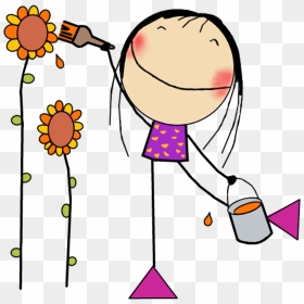 Scstickfigures Stickfigures Mydrawing Girl Flower Happy - Frases Hay Mil Motivos Para Ser Feliz, HD Png Download - flower stick png