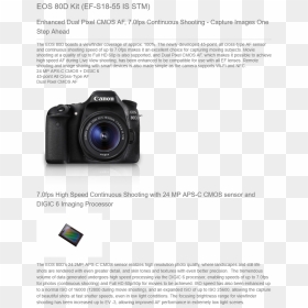 Canon Eos 80d Digital Slr - Mirrorless Interchangeable-lens Camera, HD Png Download - canon dslr camera png