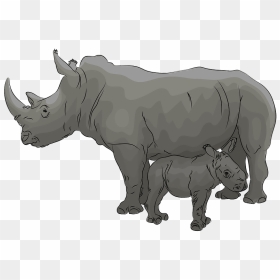 Mother With Baby Rhino Clipart - Indian Rhinoceros, HD Png Download - indian baby png