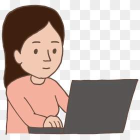 Young Lady Using Laptop - Girl Using Laptop Cartoon, HD Png Download - woman with laptop png
