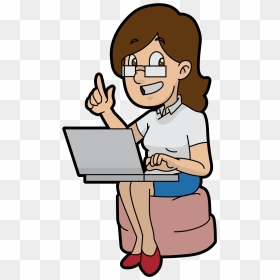 Cartoon, HD Png Download - woman with laptop png