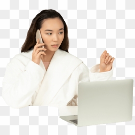 Sitting, HD Png Download - woman with laptop png