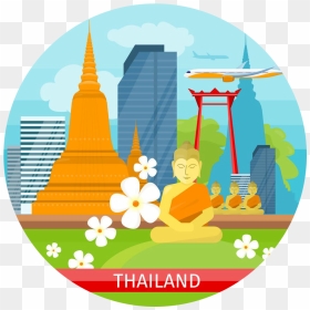 Wonders Of Thailand And Luang Prabang Charm - Cartoon Thailand Landmarks, HD Png Download - wedding malai png
