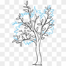 How To Draw Fall Tree - Easy Fall Tree Drawing, HD Png Download - dry leaves falling png