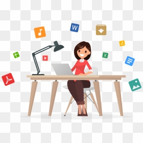 Access Your Files Like A Pro With Pcloud Premium Plus - Woman On Laptop Clipart, HD Png Download - woman with laptop png