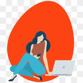 Illustration Of Woman Seated In Front Of A Laptop, - Illustration, HD Png Download - woman with laptop png