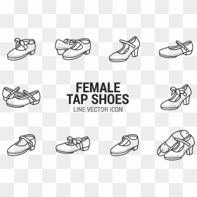 Female Tap Shoes Icons Vector - Outline Tap Shoes Clipart, HD Png Download - female shoes png