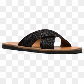 Sandals In Glitter And Leather Black - Slipper, HD Png Download - ladies sandal png