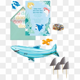 Baby Shark Birthday Party Invitation And Supplies - Meri Meri Giant Shark Balloon, HD Png Download - birthday crackers png