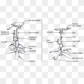 Hydraulic Office Chair Diagram, HD Png Download - revolving chair png