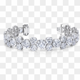 B5855 Round Diamond Bracelet Front - Platinum, HD Png Download - diamond bangles png