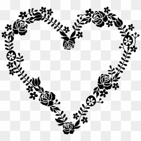 Floral Heart Rubber Stamp - Heart Shaped Wreath Png, Transparent Png - black wreath png
