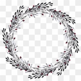 Black And White Garland Wreath , Png Download - White Flower Wreath Transparent Background, Png Download - black wreath png