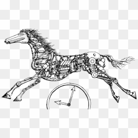 Mechanical Horse Vector Image - Mechanical Horse Drawing, HD Png Download - horse vector png