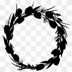 Clip Art Line Silhouette Pattern - Illustration, HD Png Download - black wreath png
