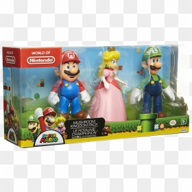 Mario, Peach & Luigi Mushroom Kingdom 4” Action Figure - Luigi World Of Nintendo, HD Png Download - super mario mushroom png