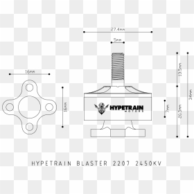 Hypetrain Motor Dimensions Blaster 2207 2450kv - Hypetrain Motor Dimensions, HD Png Download - blaster png