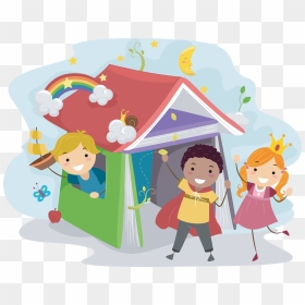 Illustration Of Kids Acting Out Stories From A Children"s - Niños Juego De Roles Animado, HD Png Download - story time png