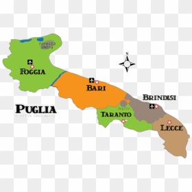 Puglia Provinces, Puglia Regions Map - Map, HD Png Download - italy map png