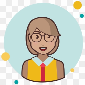 Short Hair Business Lady With Glasses Icon - Lady With Glasses Cartoon, HD Png Download - glasses icon png
