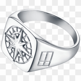 Northern Legacy Compass Signature Ring Silver , Png - Titanium Ring, Transparent Png - silver ring png