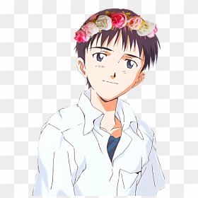 “ Transparent Shinji With Flower Crown For Your Blog - Shinji Ikari Flower Crown, HD Png Download - shinji png