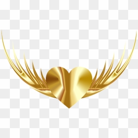 #wings #gold #golden #heart #freedom #love - Golden Heart With Wings Png Hd, Transparent Png - golden heart png