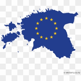 Eu Flag Vector Map Of Estonia - Estonia Vector Map, HD Png Download - eu flag png