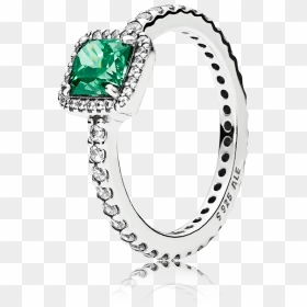 Silver Ring With Green And Clear Cubic Zirconia - Pandora Timeless Green Elegance Ring, HD Png Download - silver ring png