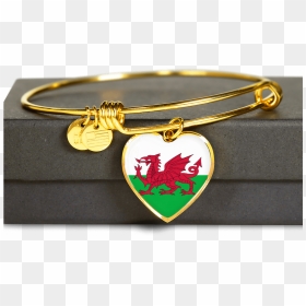 Image Of Wales Flag Golden Heart Jewelry Nn8 - Welsh Flag, HD Png Download - golden heart png