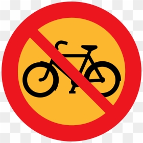 No Bicycles Roadsign - Bike Png Clipart Black, Transparent Png - prohibition sign png