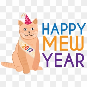Transparent Puppy And Kitten Clipart - Happy Mew Year Cat, HD Png Download - happy cat png