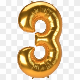 53 - Globo Numero 3 Dorado, HD Png Download - gold numbers png