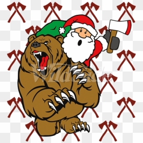 Santa Fights A Bear - Cartoon, HD Png Download - santa .png